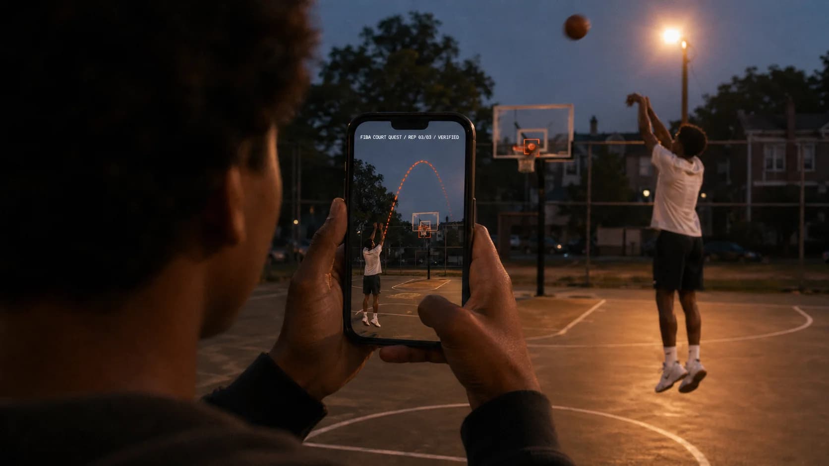 Phone captures three made threes in sequence
