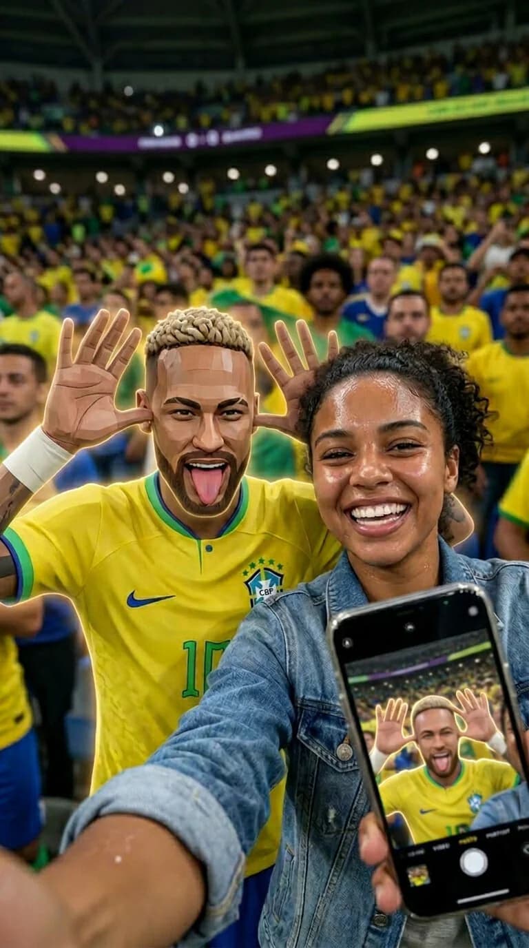 Compartilhamento de fotos em realidade aumentada em tamanho real
